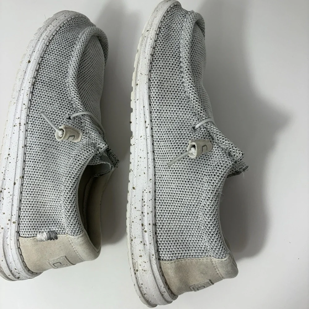 Hey Dude Wally Men's Size 9 Stone White Gray Fleece Loafers‎ Summer Beach Shoes